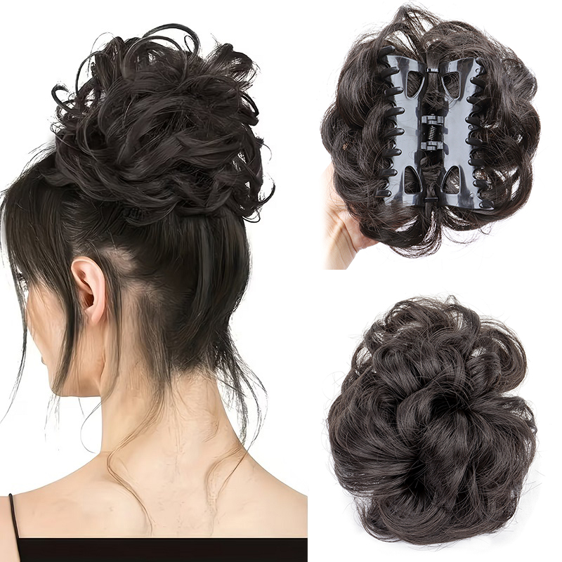 Claw Clip Messy Bun Hair Piece - Chignon Sintetico a Coda di Cavallo