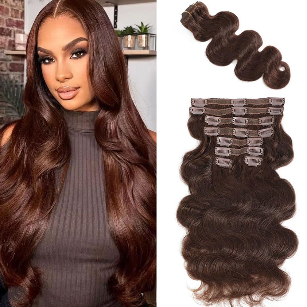 Seamless Clip In Hair Extensions Human Hair - # 4 clip per onda del