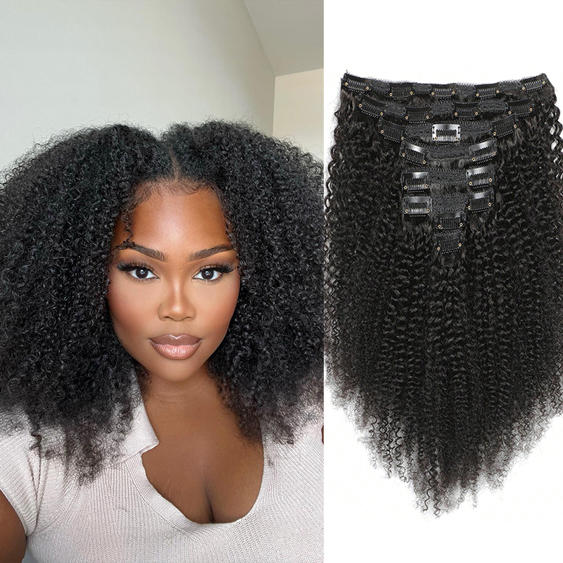 Seamless Clip In Hair Extensions Human Hair - Clip per capelli umani afro nelle