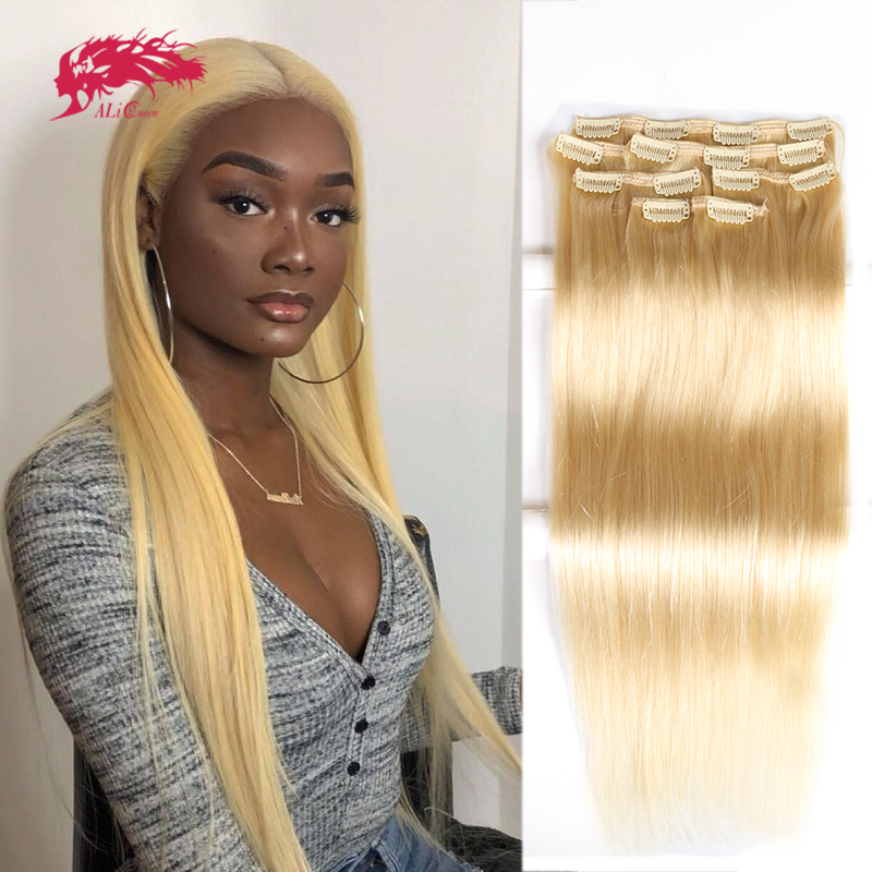 Seamless Clip In Hair Extensions Human Hair - Ali Queen Set di 7 Extension