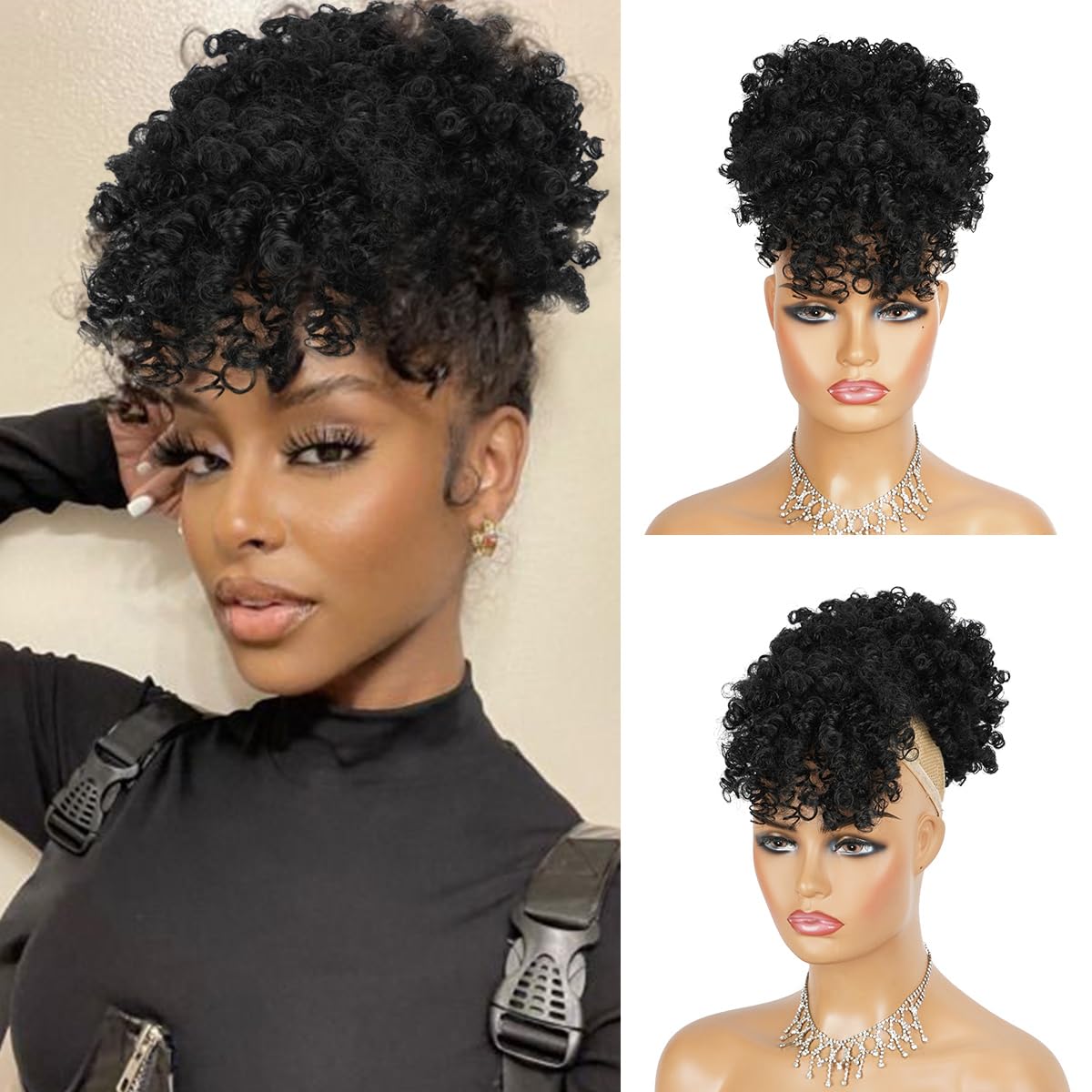 Drawstring Afro Curly Puff Ponytail - Coda di cavallo afro con coulisse