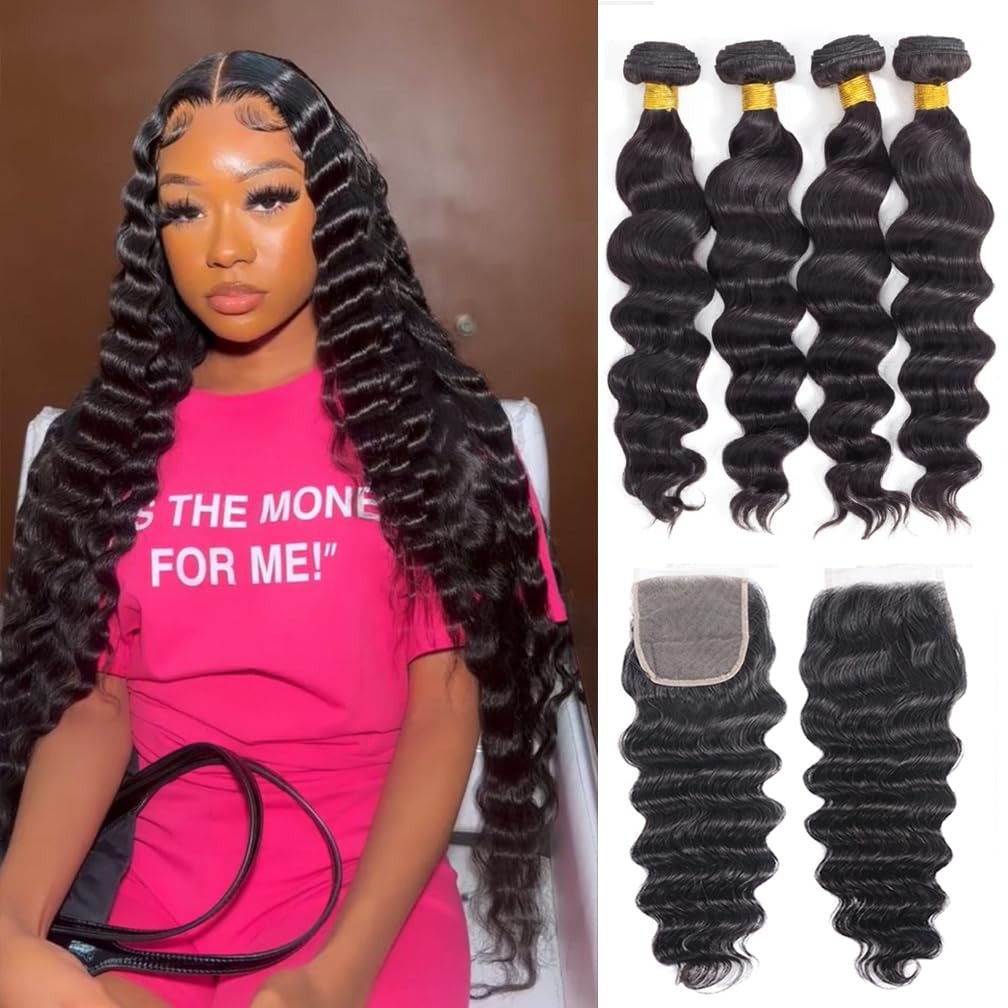 Extensioni di capelli umani co - Deep Wave 3 Bundles With Closure recensione e prezzo