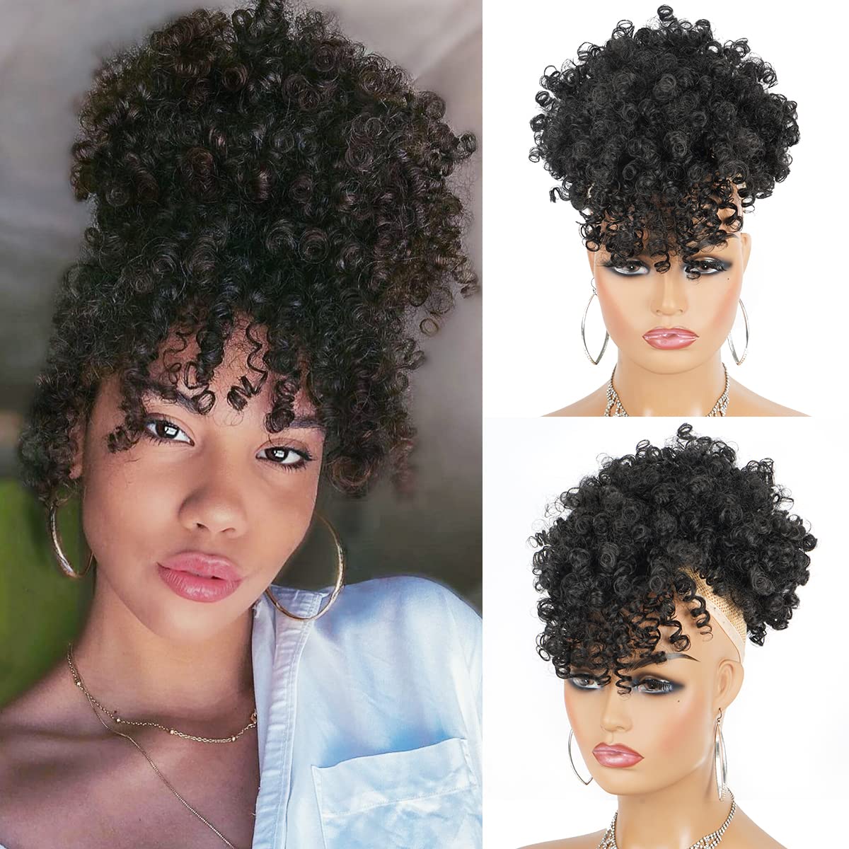 Coda di cavallo con coulisse s - Drawstring Afro Curly Puff Ponytail recensione e prezzo