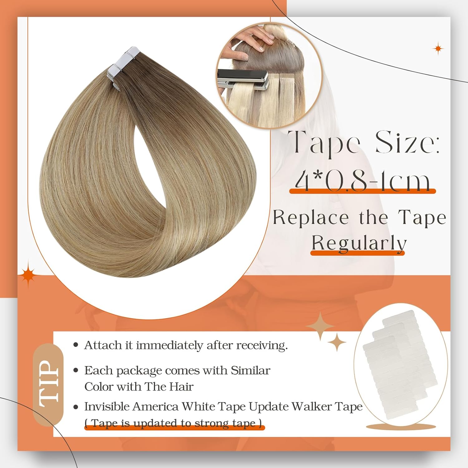 Nastro Omber Full Shine nelle  - Invisible Tape In Extensions Real Hair recensione e prezzo