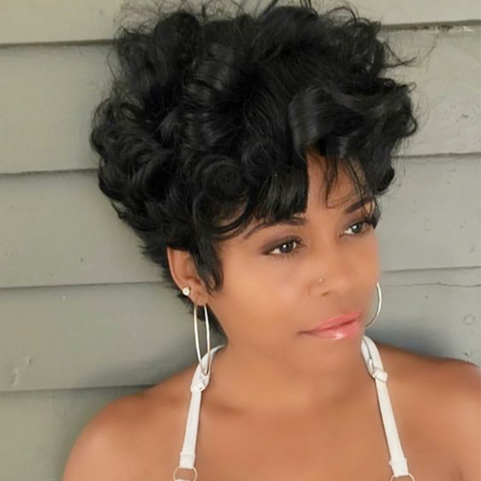 Parrucca rimbalzante a onde na - Short Pixie Cut Wig Human Hair Cheap recensione e prezzo